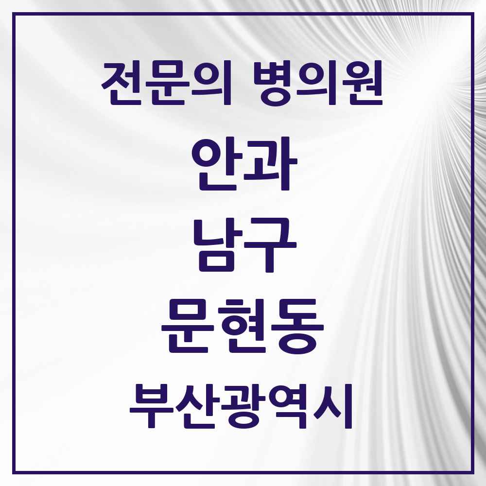 2025 부산광역시 남구 문현동 안과 전문의 의원·병원 목록 1곳