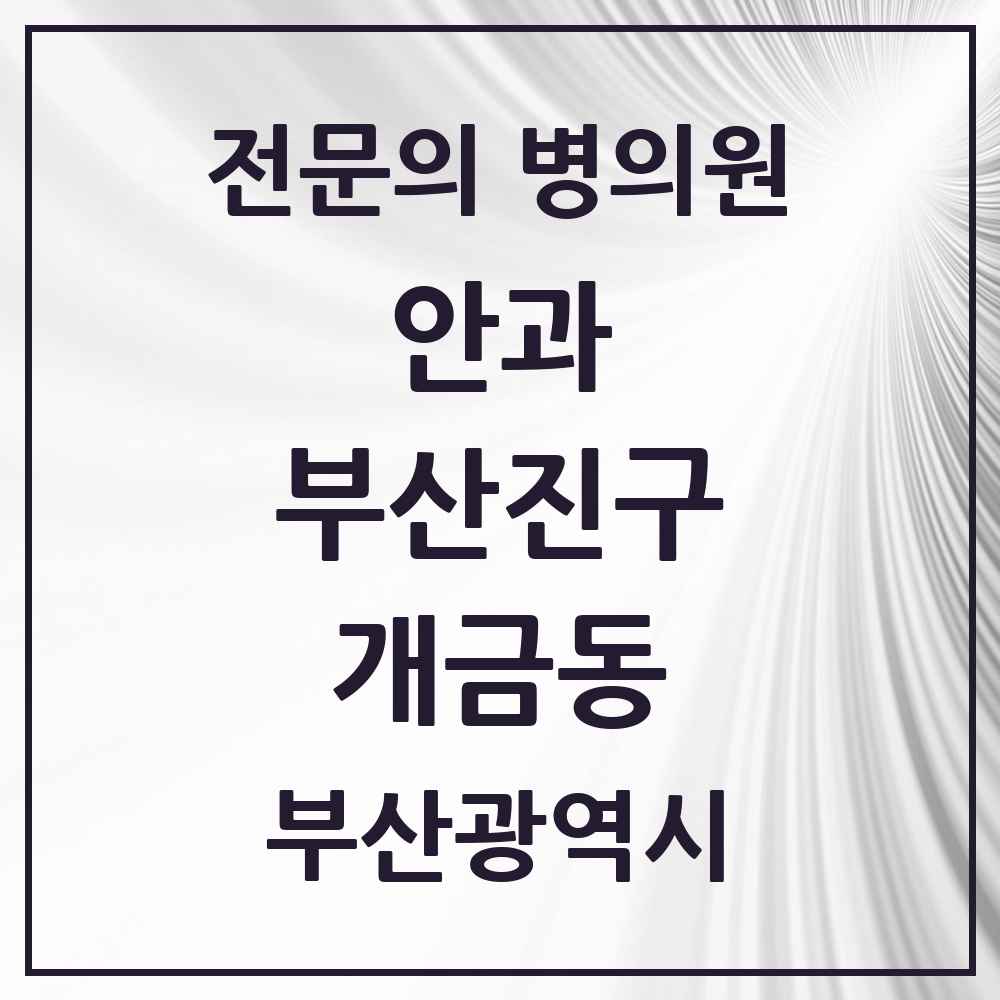 2025 부산광역시 부산진구 개금동 안과 전문의 의원·병원 목록 3곳