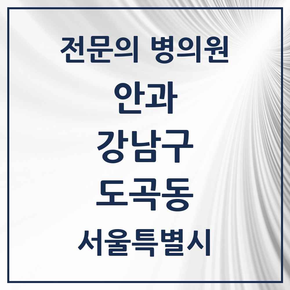 2025 서울특별시 강남구 도곡동 안과 전문의 의원·병원 목록 5곳