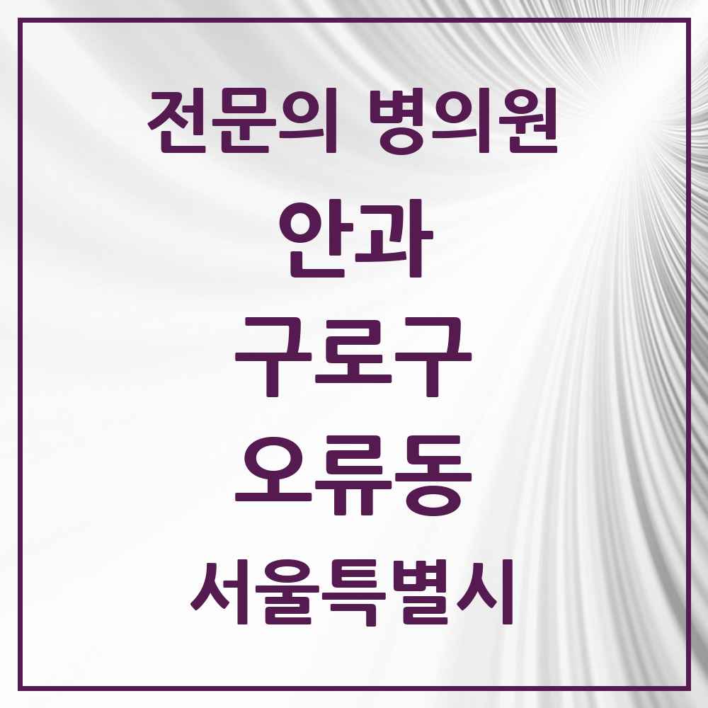 2025 서울특별시 구로구 오류동 안과 전문의 의원·병원 목록 2곳