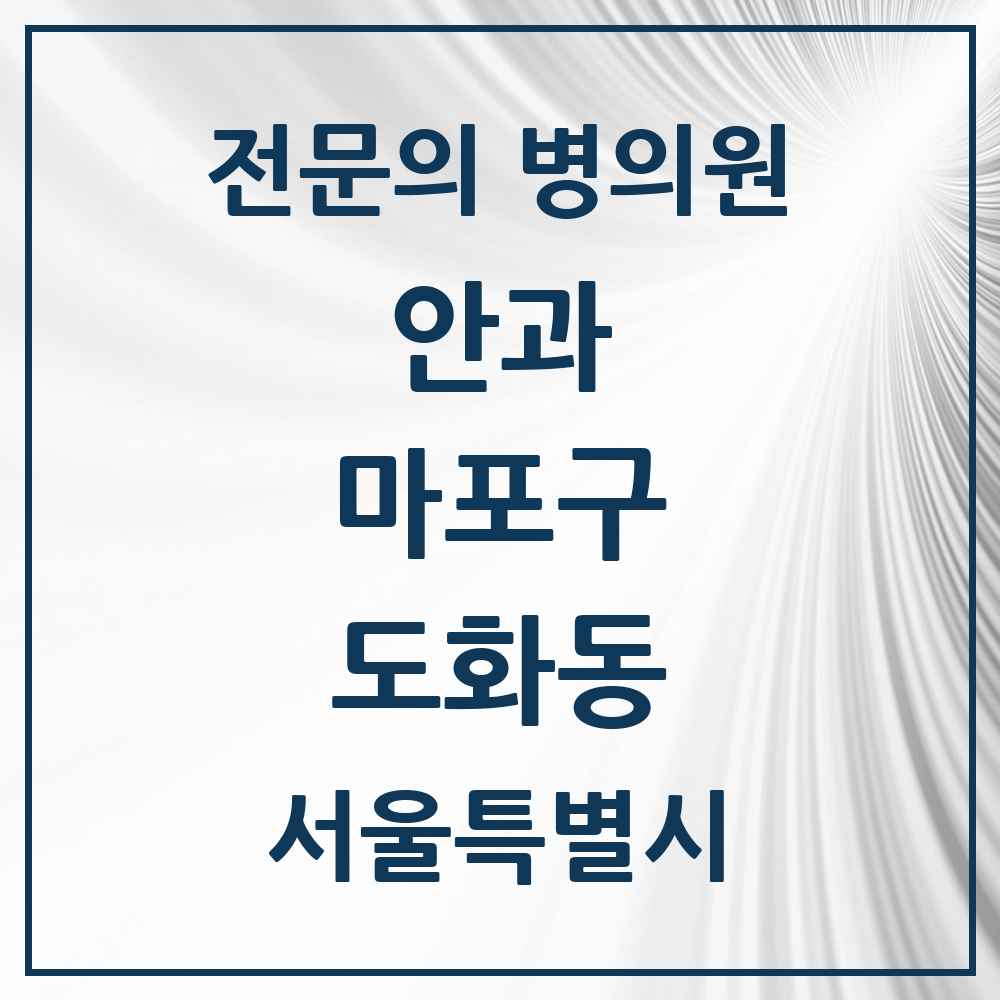 2025 서울특별시 마포구 도화동 안과 전문의 의원·병원 목록 3곳