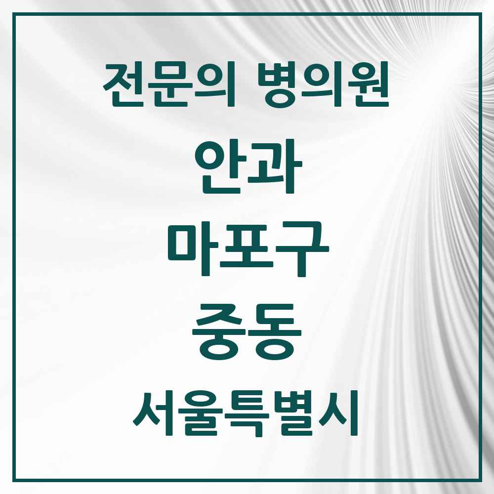 2025 서울특별시 마포구 중동 안과 전문의 의원·병원 목록 1곳