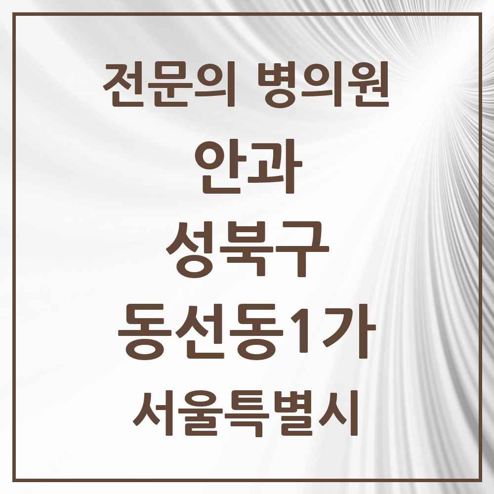 2025 서울특별시 성북구 동선동1가 안과 전문의 의원·병원 목록 1곳