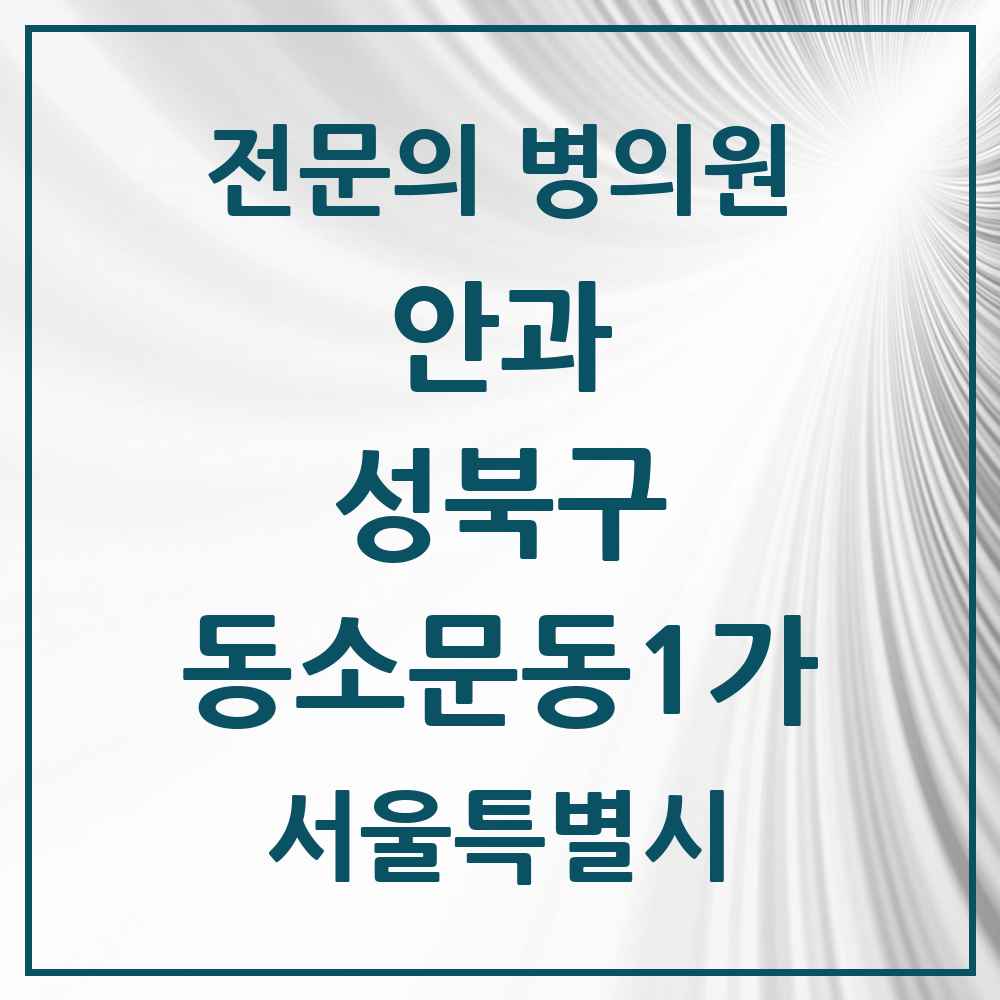 2025 서울특별시 성북구 동소문동1가 안과 전문의 의원·병원 목록 1곳