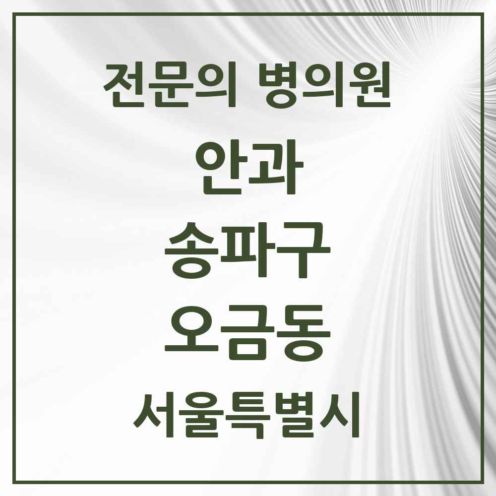 2025 오금동 안과 전문의 의원·병원 모음 1곳 | 서울특별시 송파구 추천 리스트