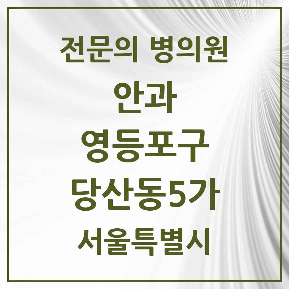2025 서울특별시 영등포구 당산동5가 안과 전문의 의원·병원 목록 1곳