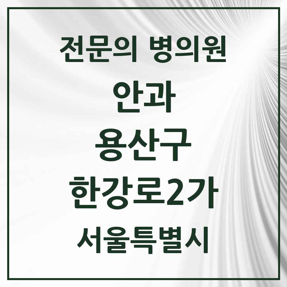 2025 서울특별시 용산구 한강로2가 안과 전문의 의원·병원 목록 1곳