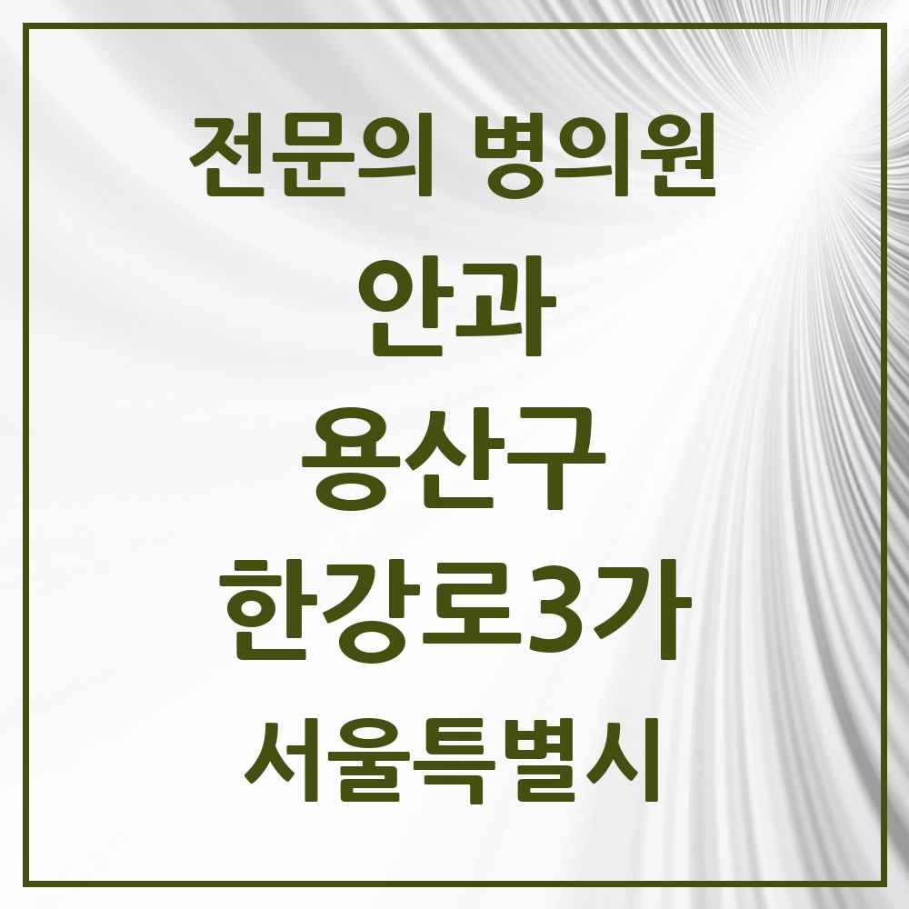 2025 서울특별시 용산구 한강로3가 안과 전문의 의원·병원 목록 1곳