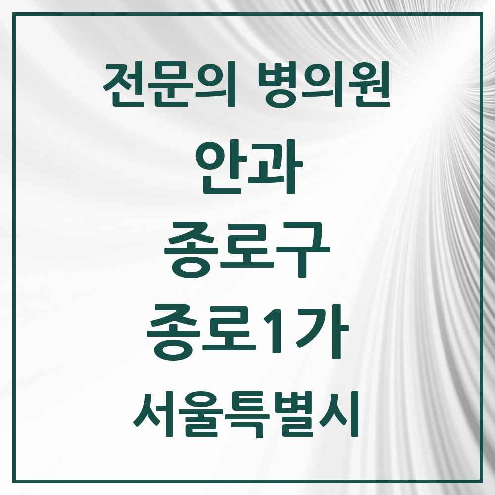 2025 서울특별시 종로구 종로1가 안과 전문의 의원·병원 목록 1곳