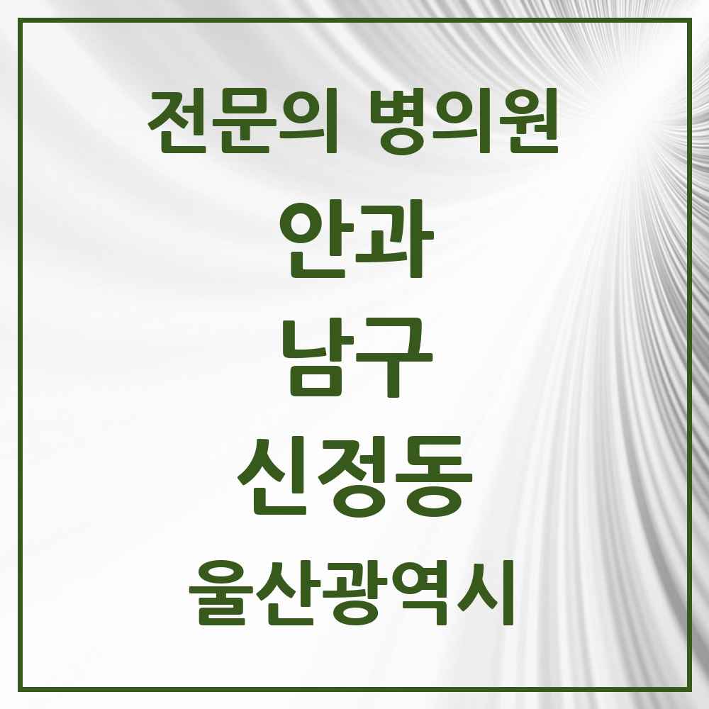 2025 울산광역시 남구 신정동 안과 전문의 의원·병원 목록 4곳