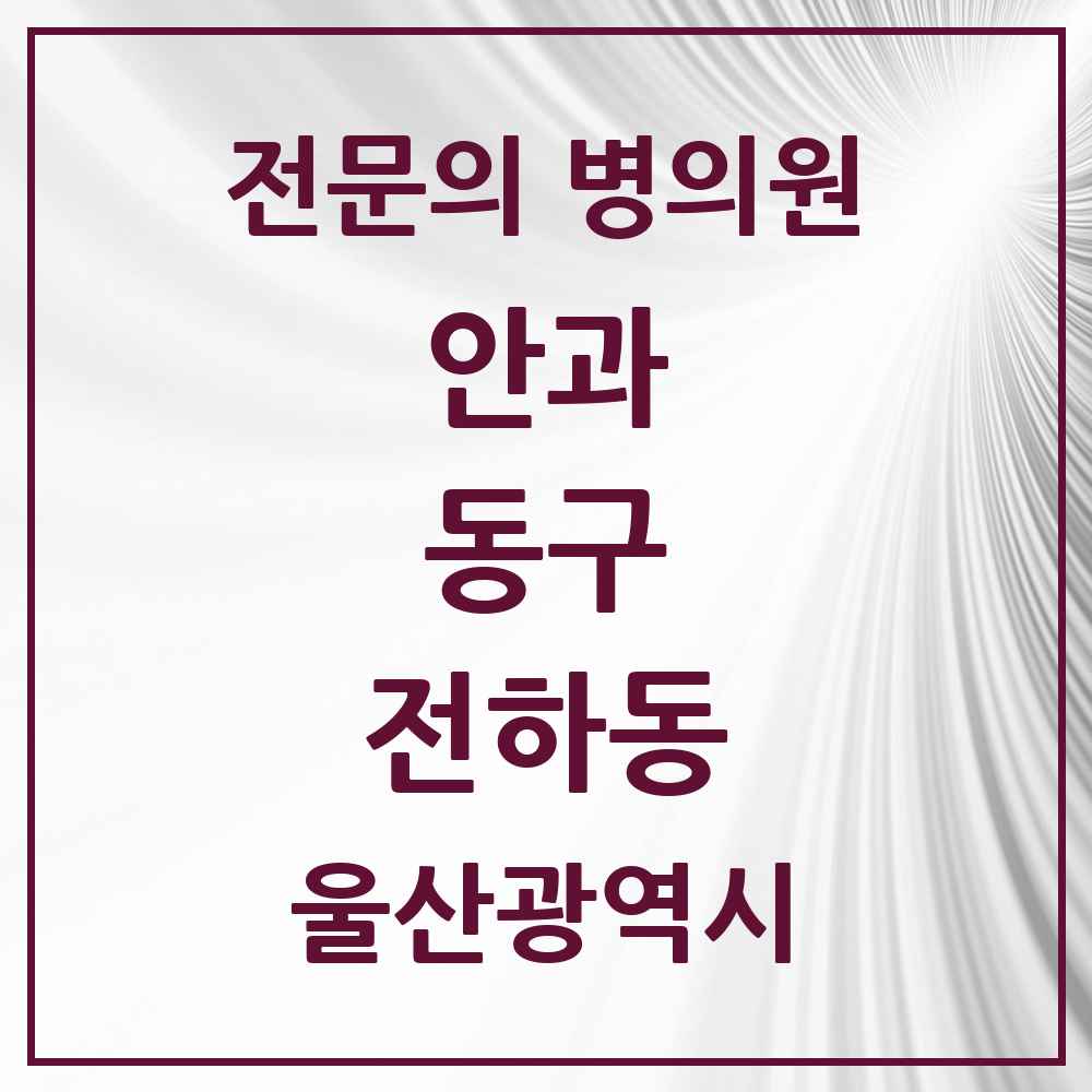 2025 울산광역시 동구 전하동 안과 전문의 의원·병원 목록 3곳