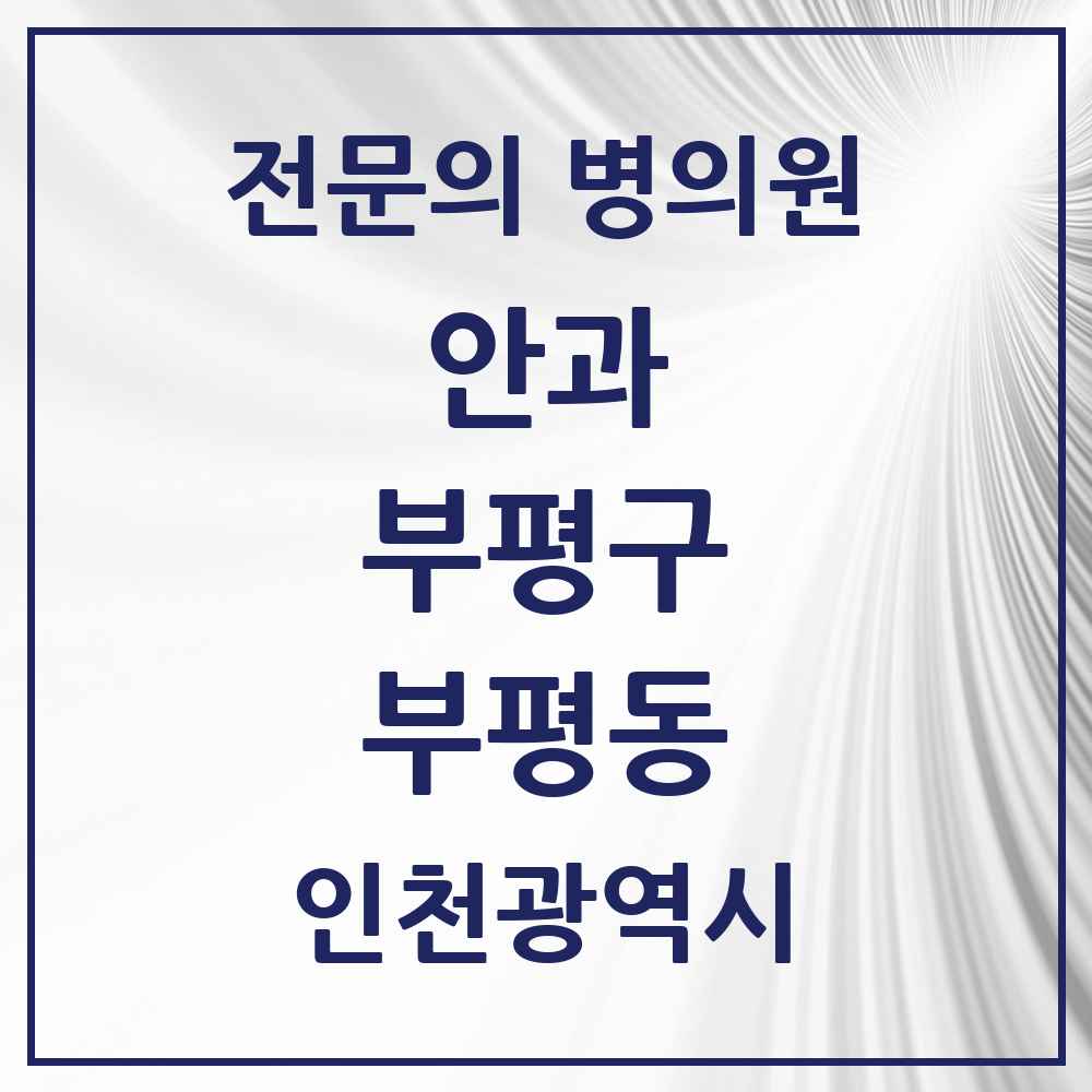 2025 인천광역시 부평구 부평동 안과 전문의 의원·병원 목록 10곳