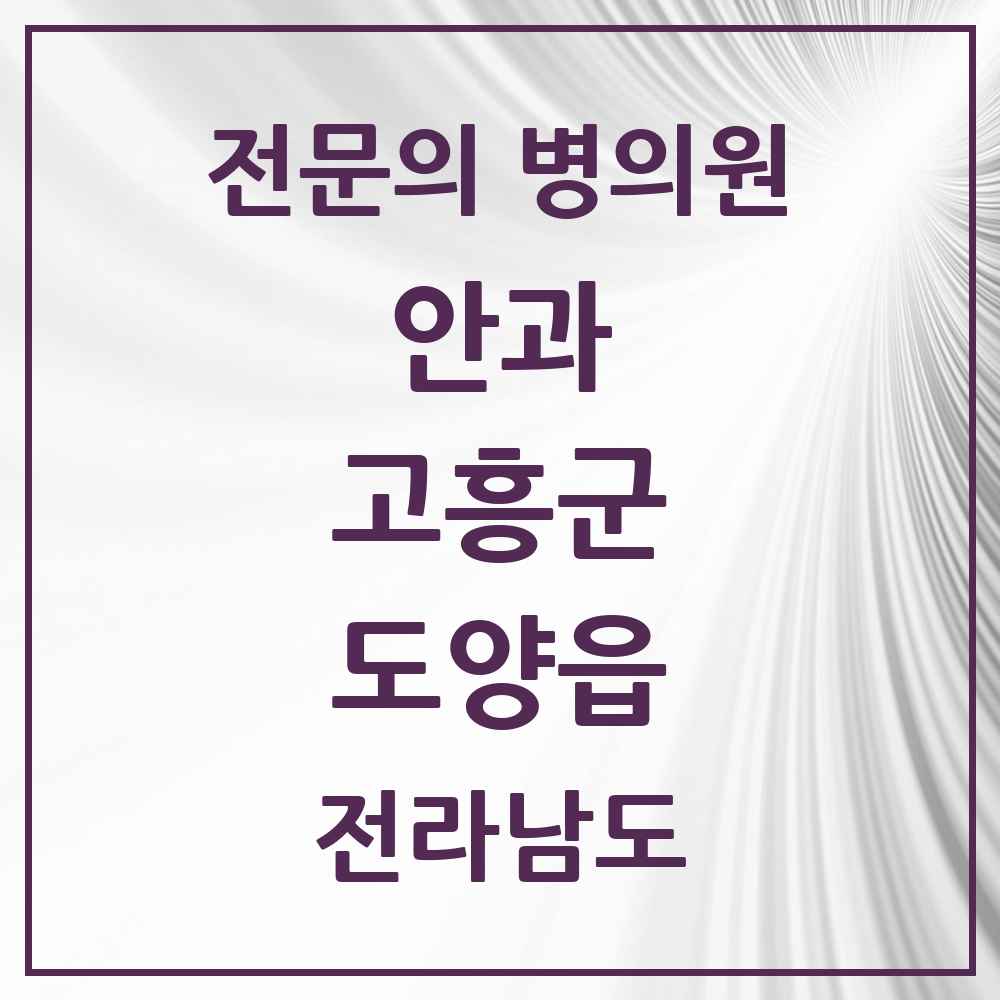 2025 전라남도 고흥군 도양읍 안과 전문의 의원·병원 목록 1곳