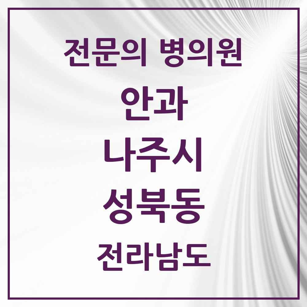 2025 전라남도 나주시 성북동 안과 전문의 의원·병원 목록 2곳