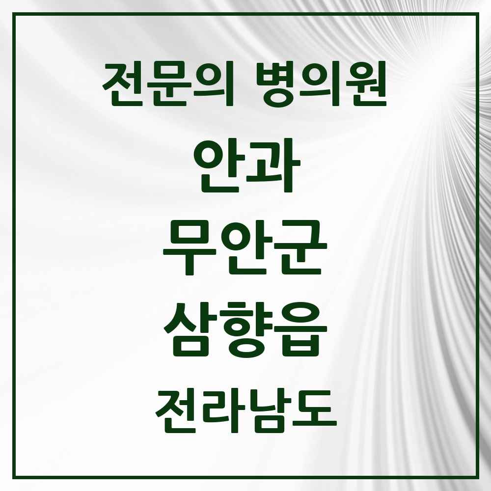2025 전라남도 무안군 삼향읍 안과 전문의 의원·병원 목록 1곳