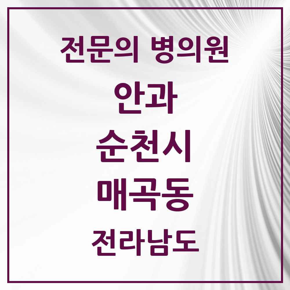 2025 전라남도 순천시 매곡동 안과 전문의 의원·병원 목록 1곳