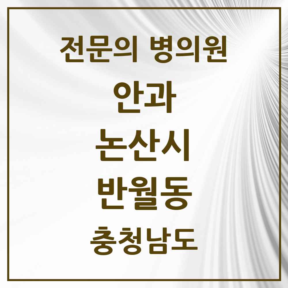 2025 충청남도 논산시 반월동 안과 전문의 의원·병원 목록 3곳