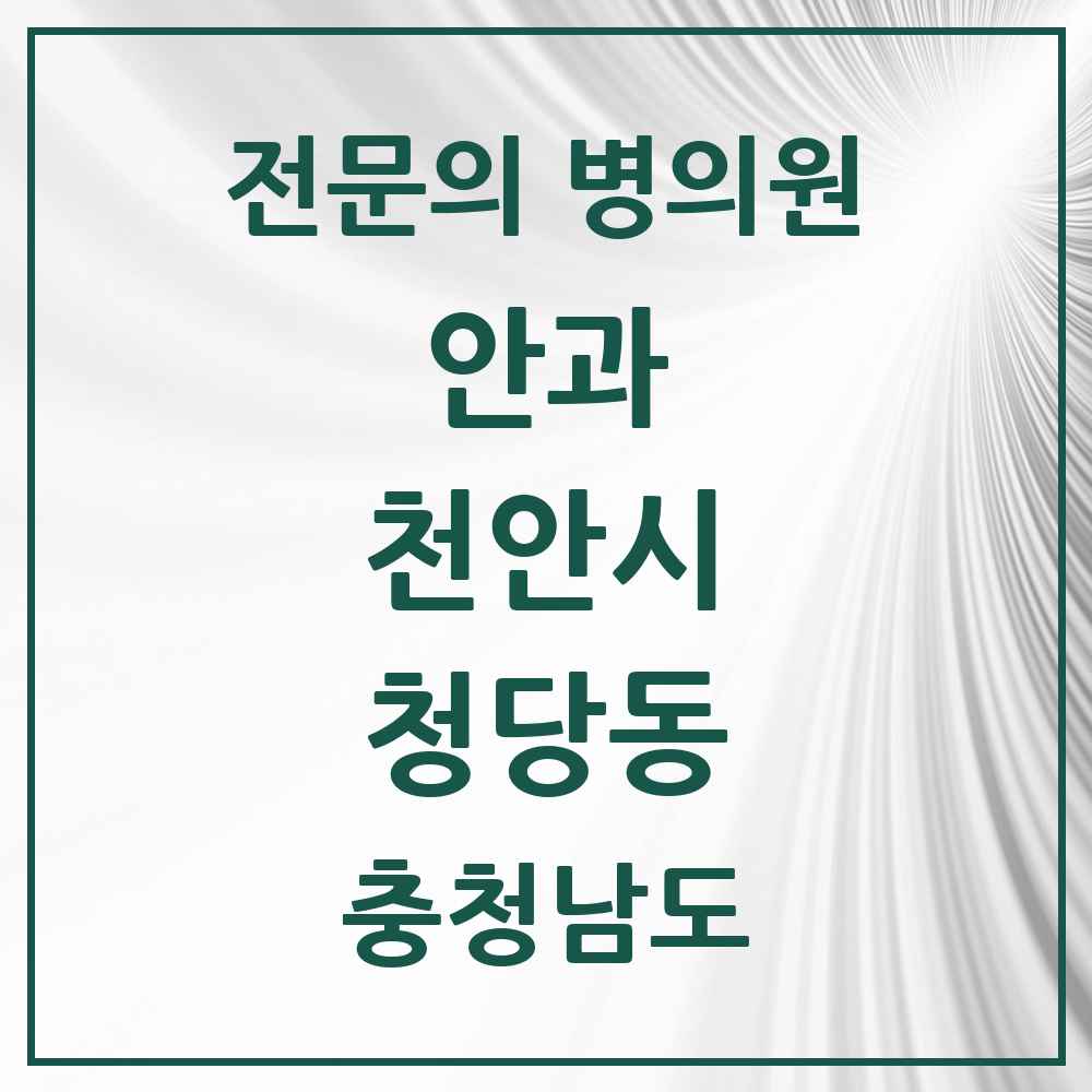 2025 충청남도 천안시 청당동 안과 전문의 의원·병원 목록 1곳