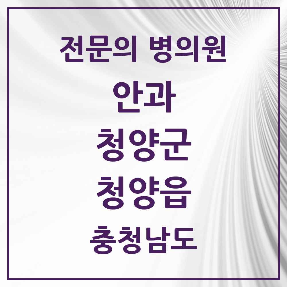 2025 충청남도 청양군 청양읍 안과 전문의 의원·병원 목록 1곳