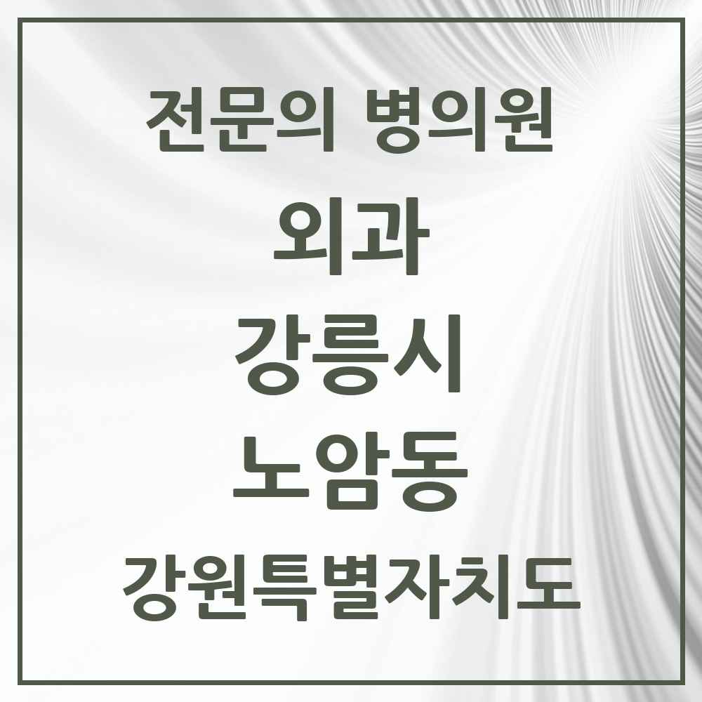 2025 강원특별자치도 강릉시 노암동 외과 전문의 의원·병원 목록 1곳