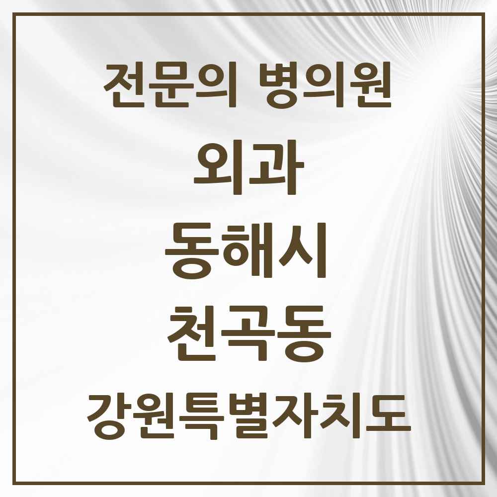 2025 강원특별자치도 동해시 천곡동 외과 전문의 의원·병원 목록 1곳