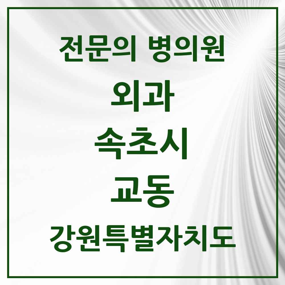 2025 강원특별자치도 속초시 교동 외과 전문의 의원·병원 목록 1곳