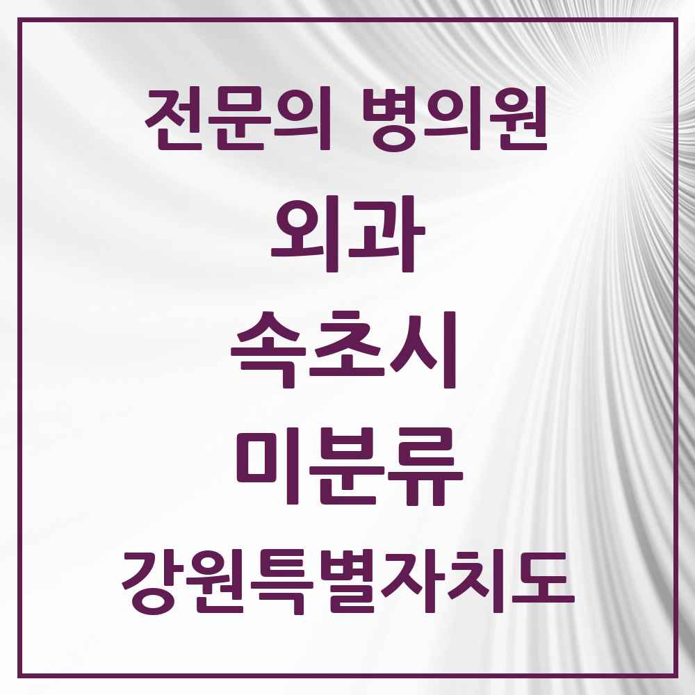 2025 강원특별자치도 속초시 미분류 외과 전문의 의원·병원 목록 1곳