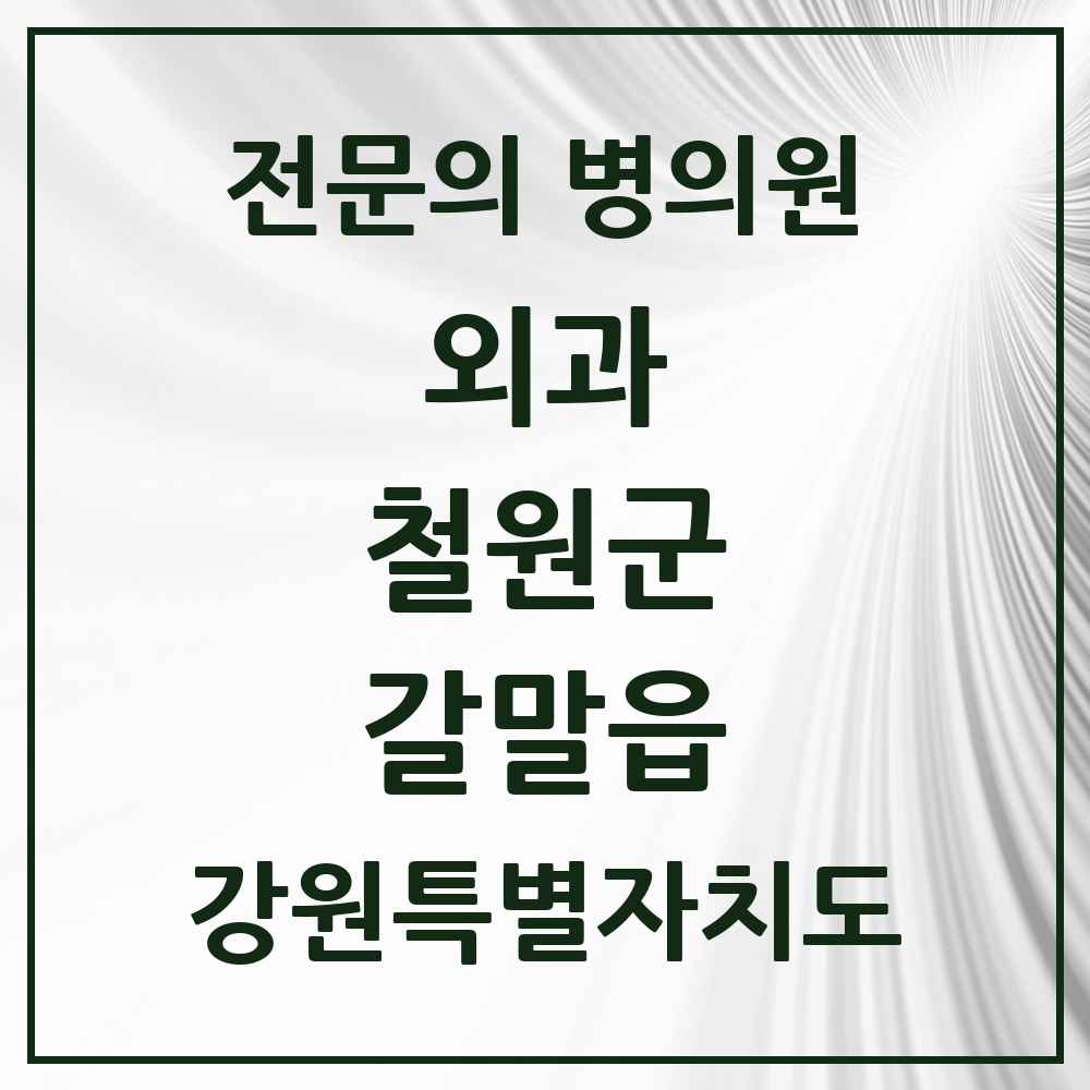 2025 강원특별자치도 철원군 갈말읍 외과 전문의 의원·병원 목록 1곳