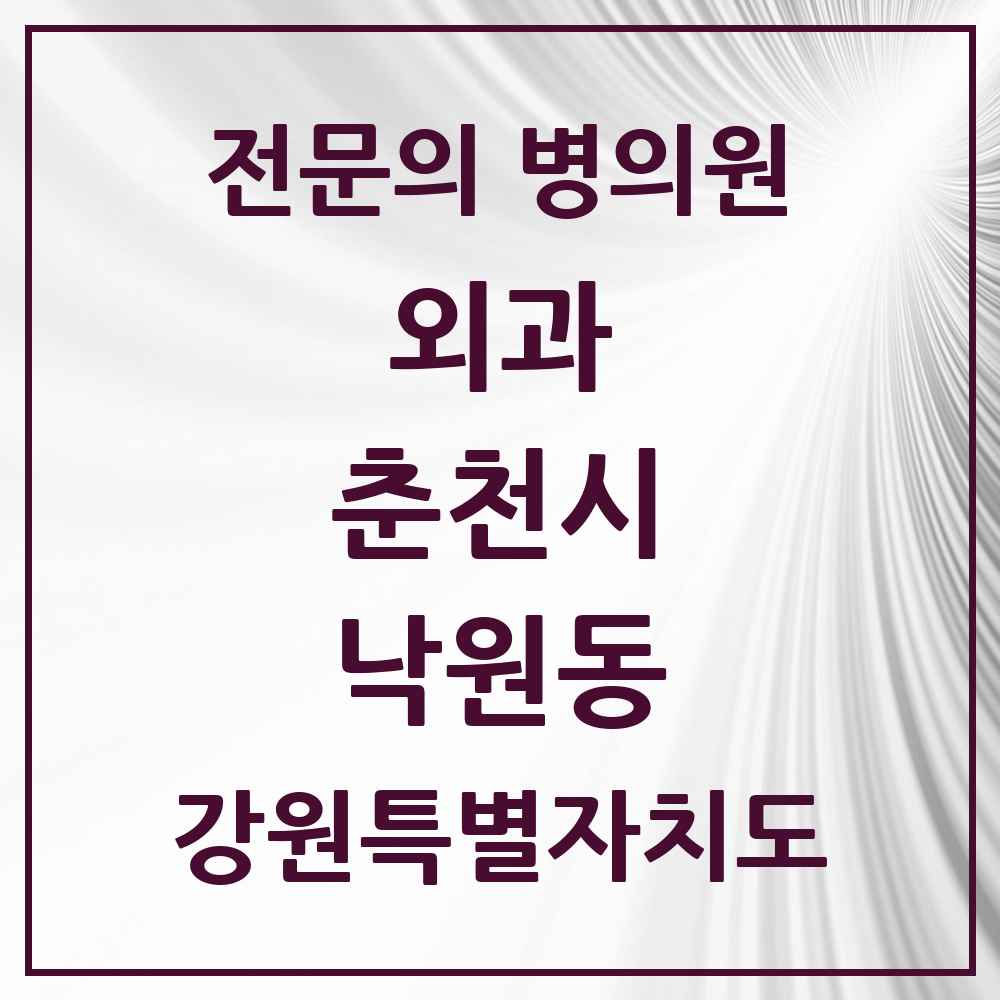 2025 강원특별자치도 춘천시 낙원동 외과 전문의 의원·병원 목록 1곳