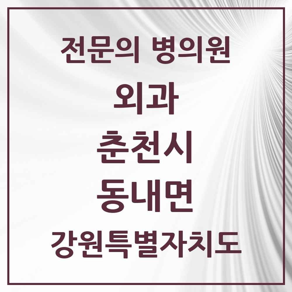 2025 강원특별자치도 춘천시 동내면 외과 전문의 의원·병원 목록 1곳