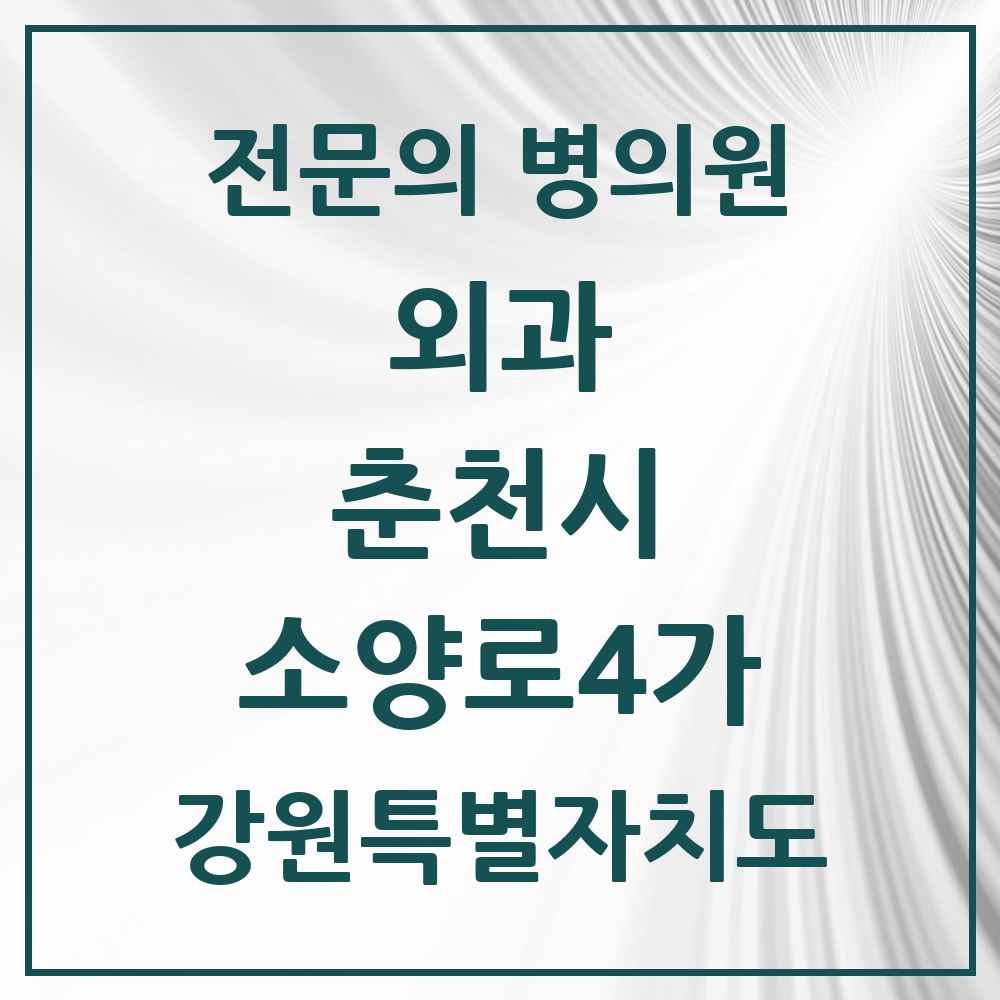 2025 강원특별자치도 춘천시 소양로4가 외과 전문의 의원·병원 목록 1곳
