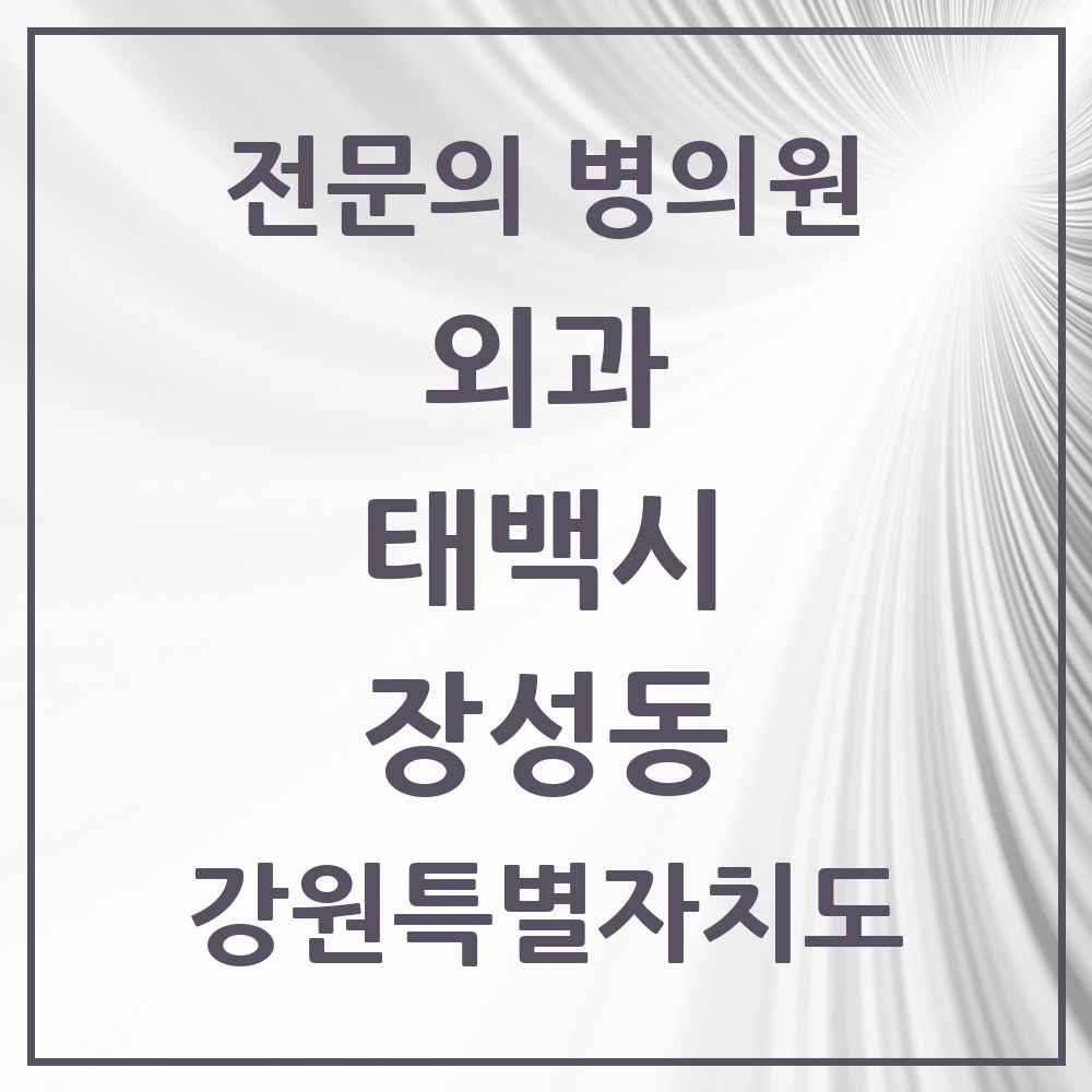 2025 강원특별자치도 태백시 장성동 외과 전문의 의원·병원 목록 1곳