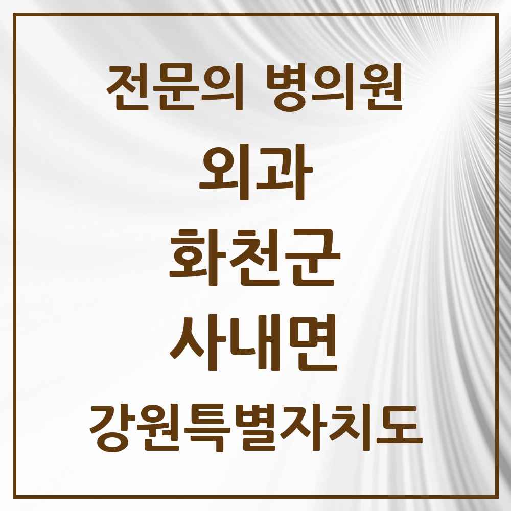 2025 강원특별자치도 화천군 사내면 외과 전문의 의원·병원 목록 2곳