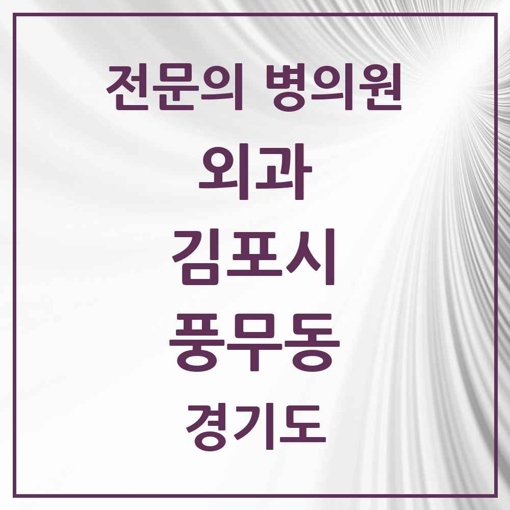2025 경기도 김포시 풍무동 외과 전문의 의원·병원 목록 3곳