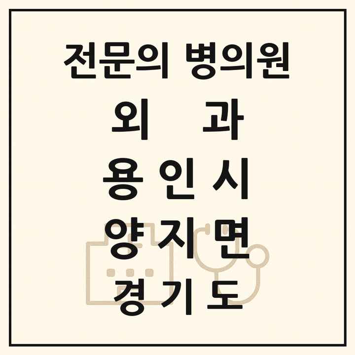 2026 경기도 용인시 양지면 외과 전문의 의원·병원 목록 1곳
