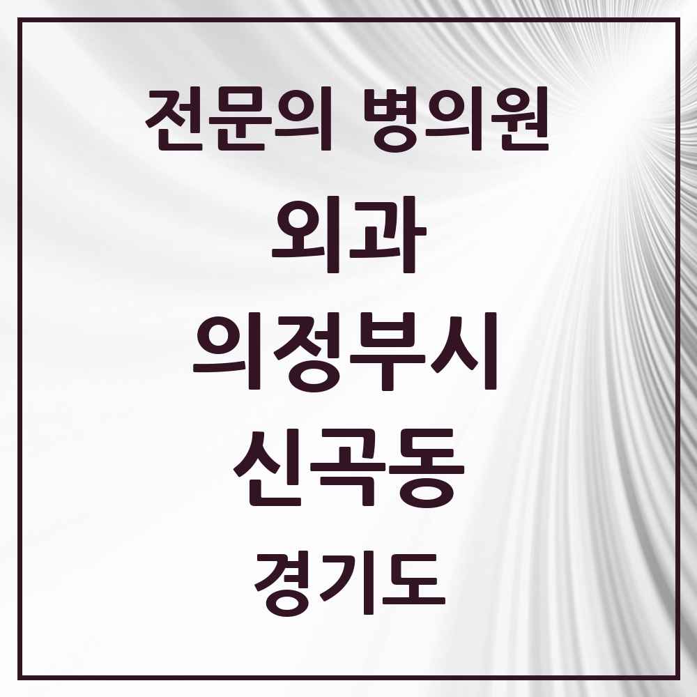 2025 경기도 의정부시 신곡동 외과 전문의 의원·병원 목록 4곳