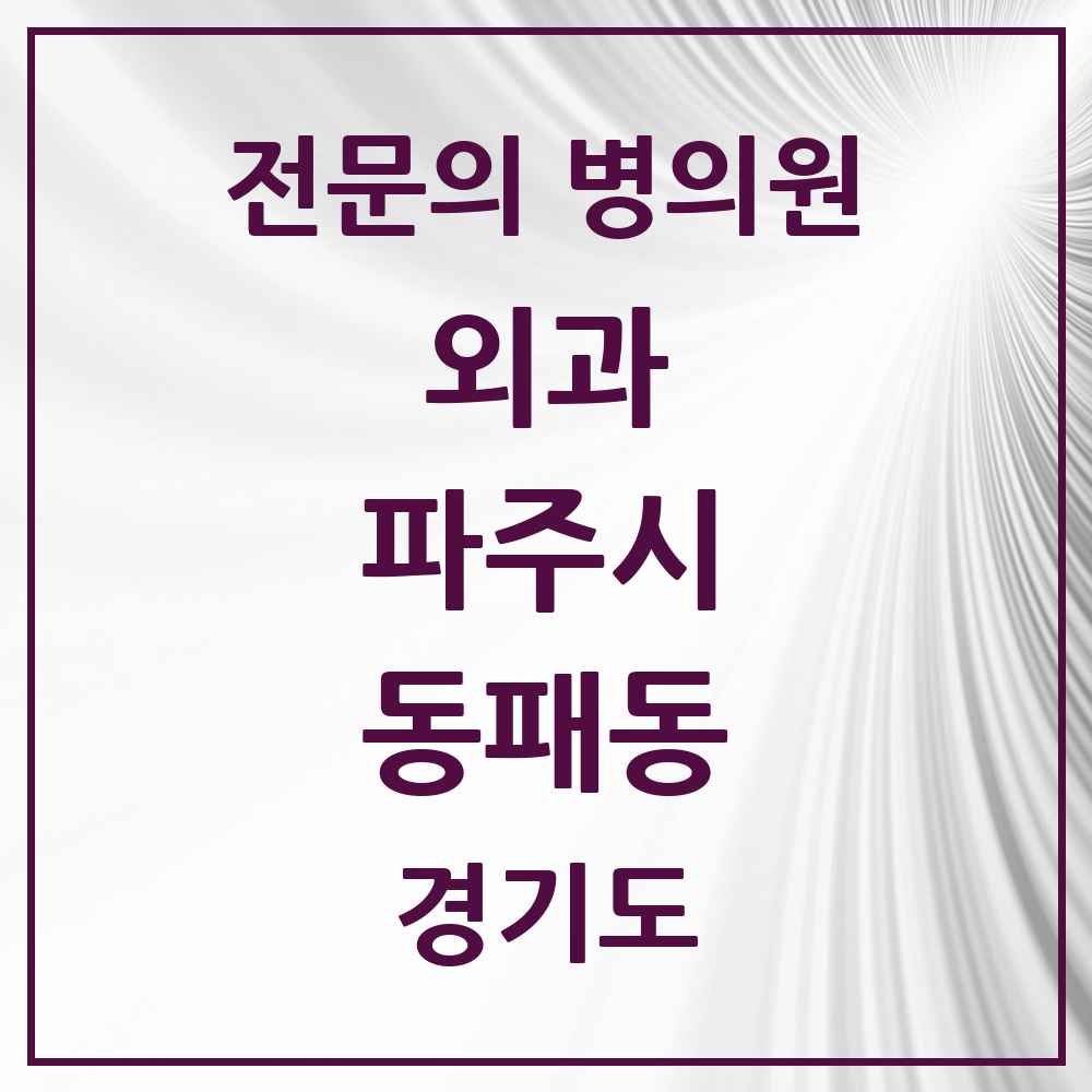2025 경기도 파주시 동패동 외과 전문의 의원·병원 목록 2곳