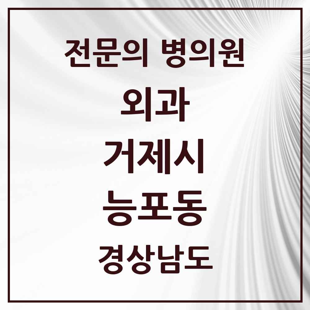 2025 경상남도 거제시 능포동 외과 전문의 의원·병원 목록 1곳