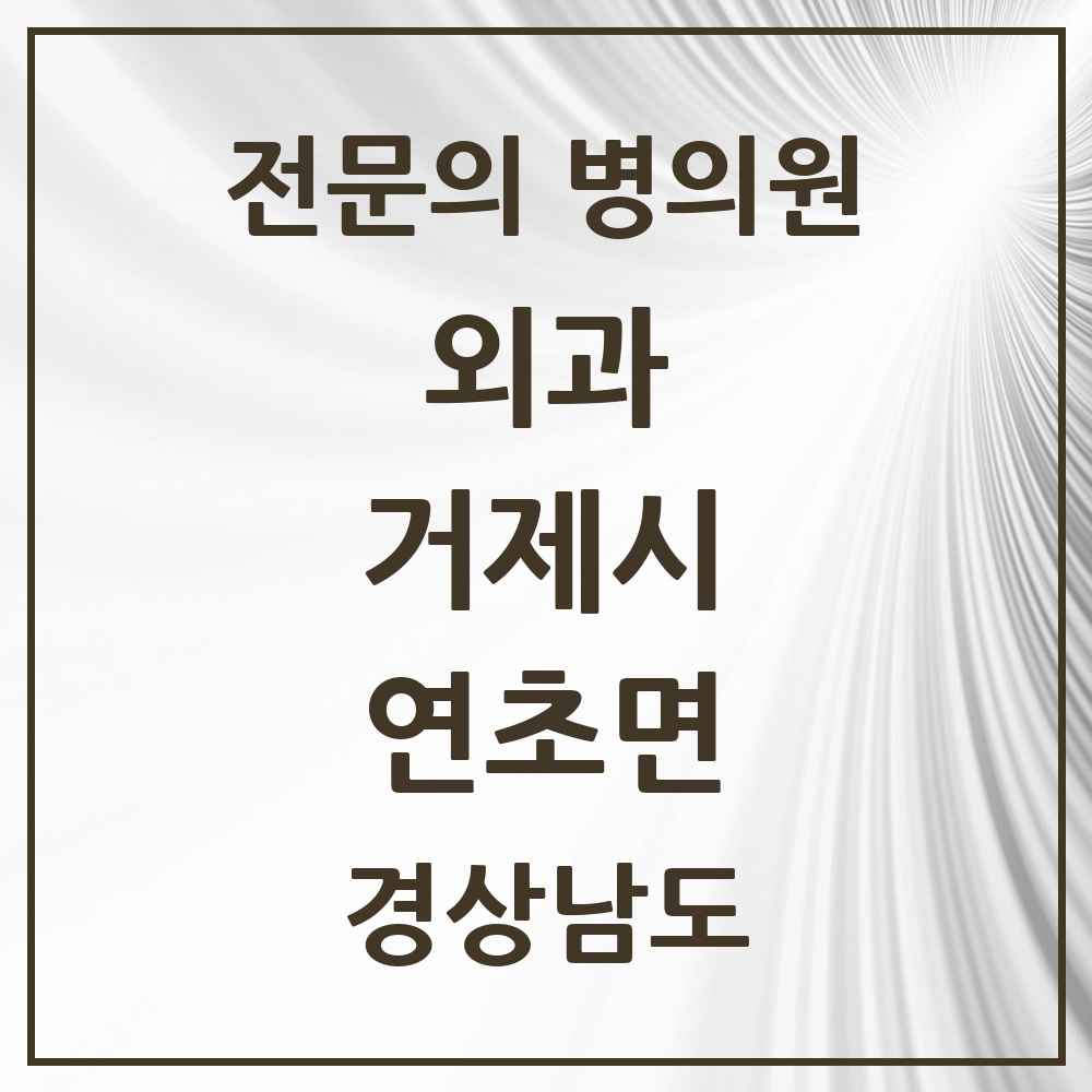 2025 경상남도 거제시 연초면 외과 전문의 의원·병원 목록 1곳