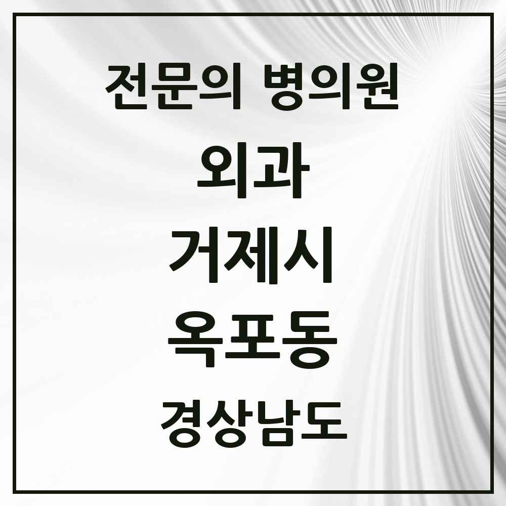 2025 경상남도 거제시 옥포동 외과 전문의 의원·병원 목록 1곳