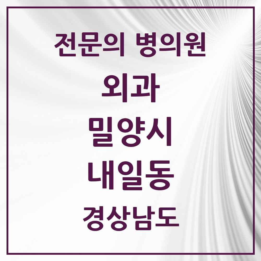 2025 경상남도 밀양시 내일동 외과 전문의 의원·병원 목록 1곳
