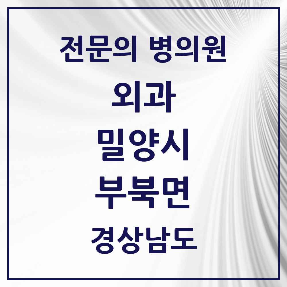 2025 경상남도 밀양시 부북면 외과 전문의 의원·병원 목록 1곳