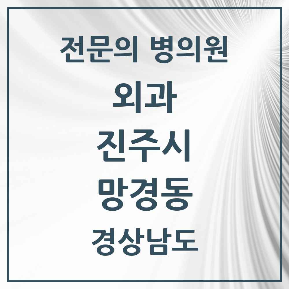 2025 경상남도 진주시 망경동 외과 전문의 의원·병원 목록 1곳