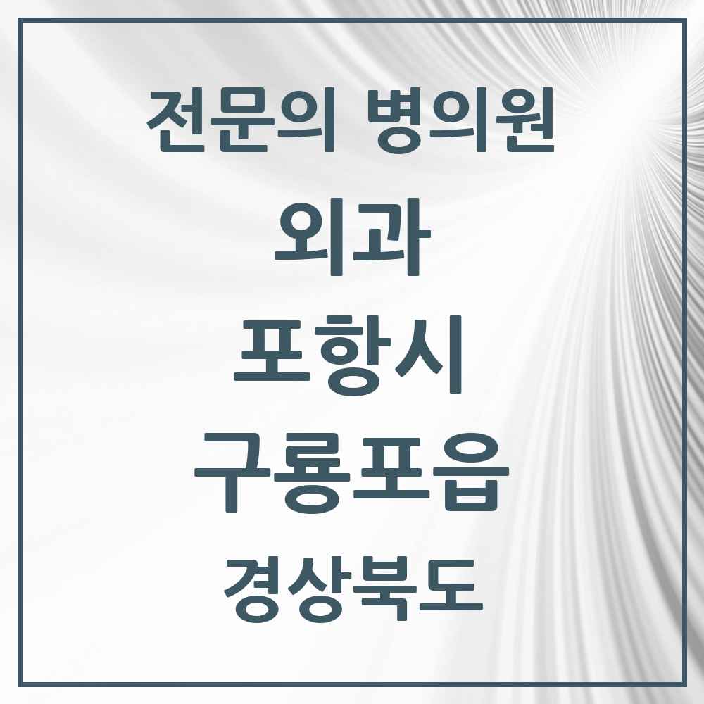 2025 경상북도 포항시 구룡포읍 외과 전문의 의원·병원 목록 1곳