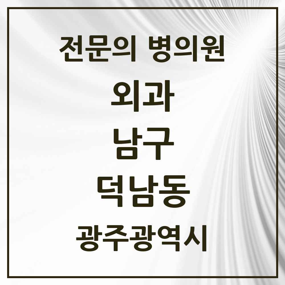 2025 광주광역시 남구 덕남동 외과 전문의 의원·병원 목록 1곳