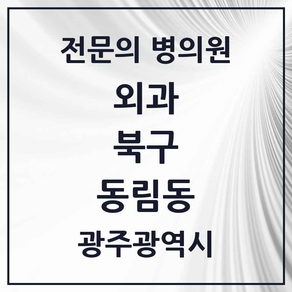 2025 광주광역시 북구 동림동 외과 전문의 의원·병원 목록 3곳