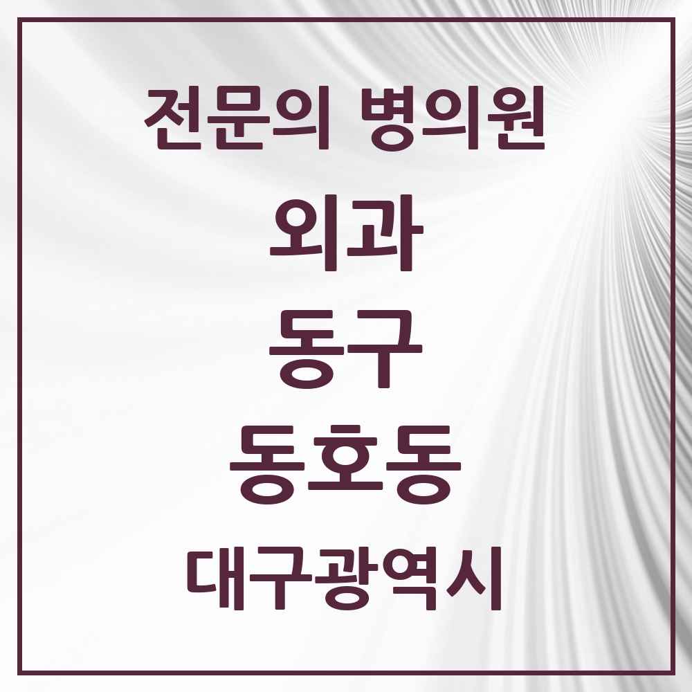 2025 대구광역시 동구 동호동 외과 전문의 의원·병원 목록 1곳