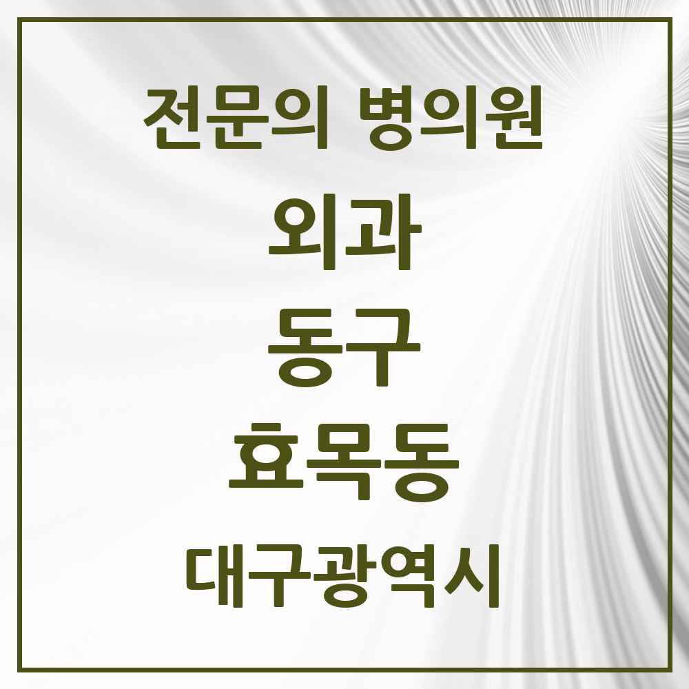 2025 대구광역시 동구 효목동 외과 전문의 의원·병원 목록 5곳