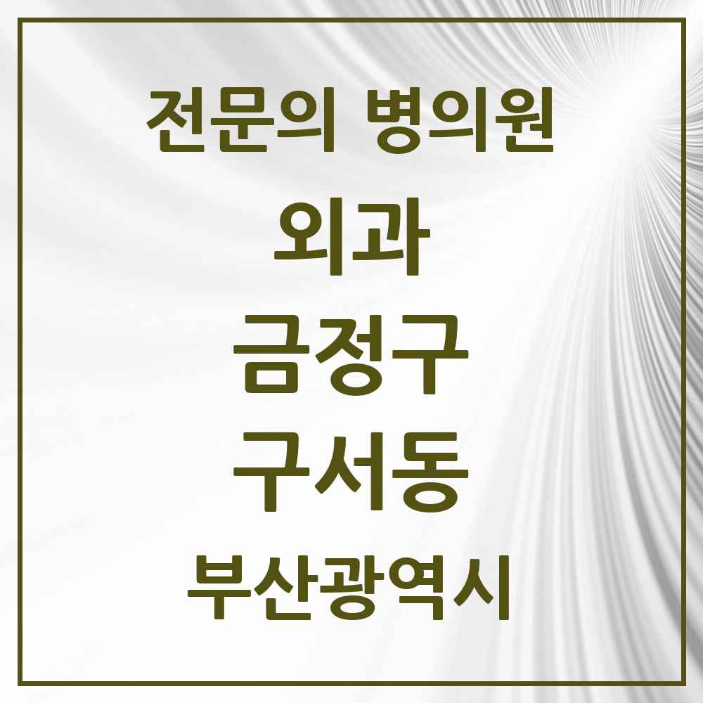 2025 부산광역시 금정구 구서동 외과 전문의 의원·병원 목록 4곳