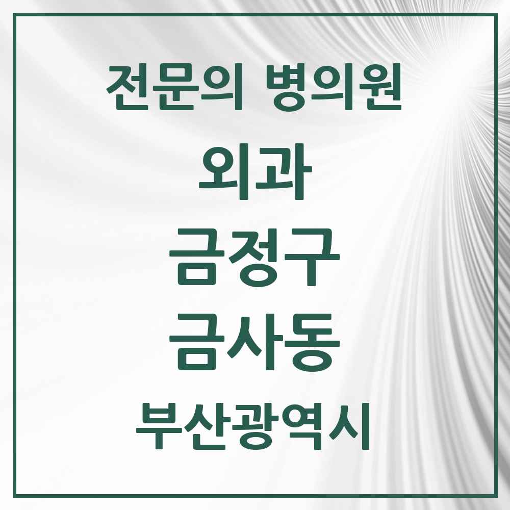 2025 부산광역시 금정구 금사동 외과 전문의 의원·병원 목록 1곳